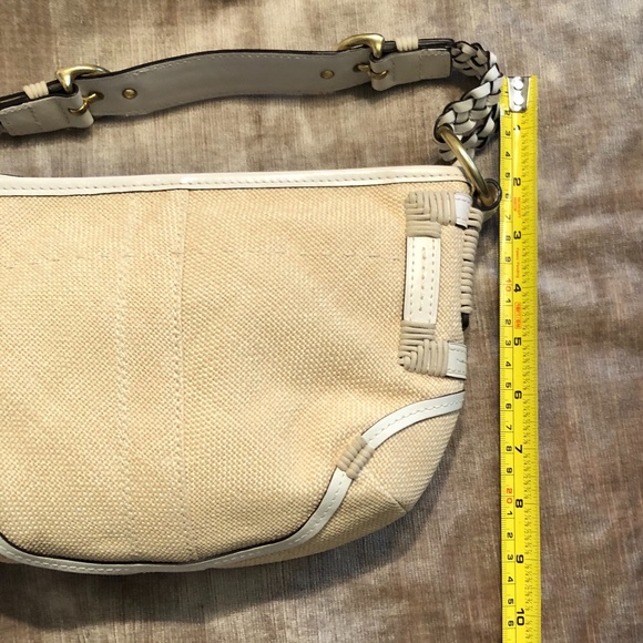 Coach White Leather & Angora Straw Purse - Picture 10 of 11